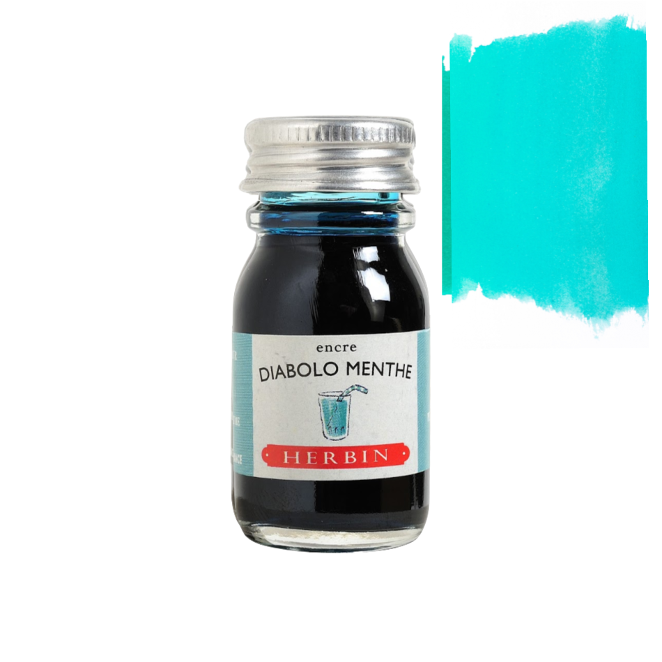 Herbin Fountain Pen Ink 10ml Bottle -35 Colors: Larme de Cassis (Black Currant Drop)