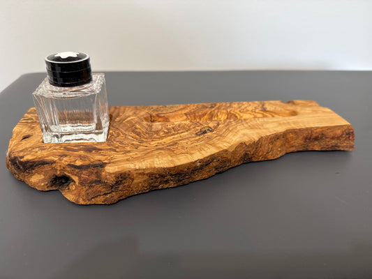 Olive wood pen and ink tray