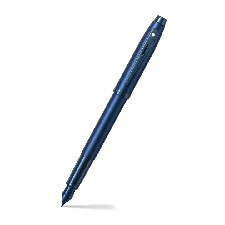 Sheaffer® 100 9371 Satin Blue Fountain Pen with Pvd Blue Trim - Medium