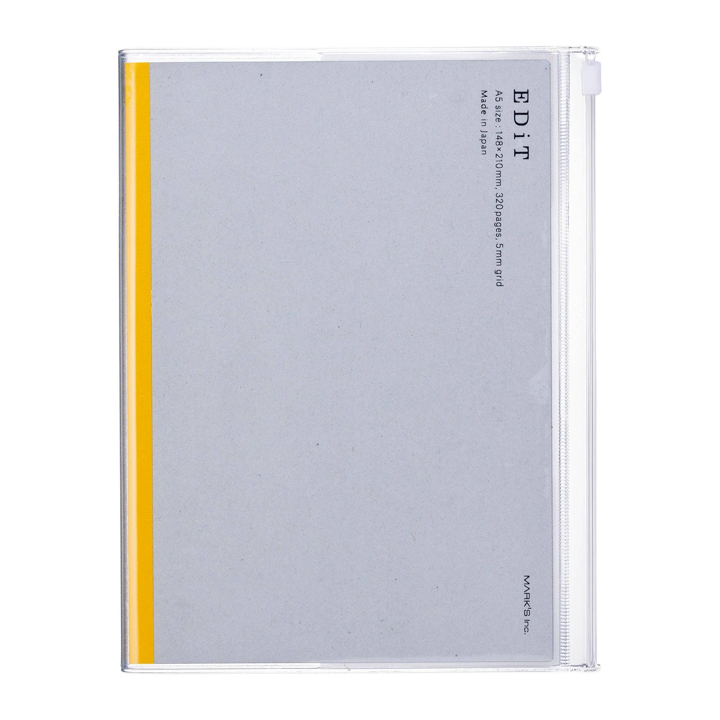 EDiT A5 Grid Notebook with PVC Cover & Zipper Pocket: Midnight Black