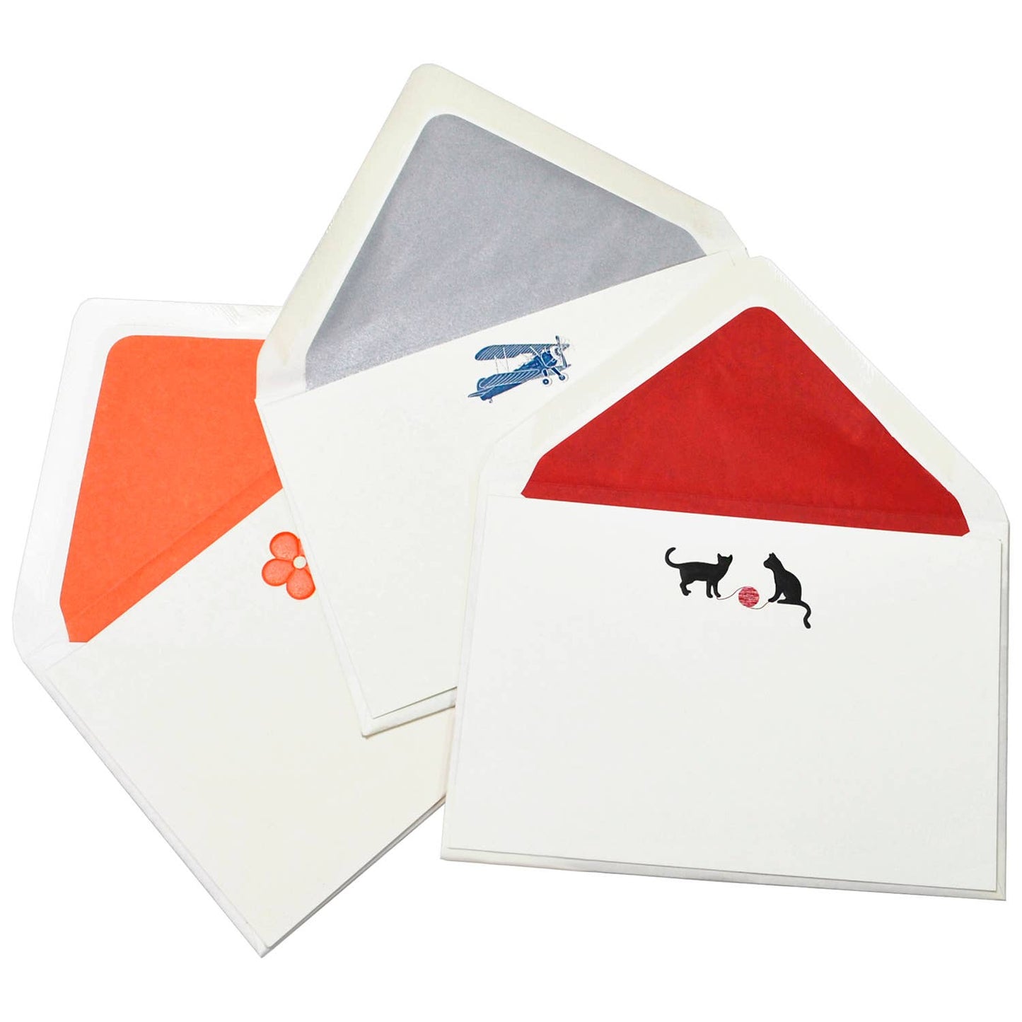 Original Crown Mill First Engraved Color Themed Note Cards: Cello Pk 1/1 "C" / Blue Inkwell / 4x6"