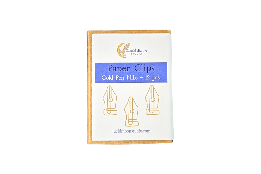 Gold Pen Nibs Boxed Paper Clips - Set of 12