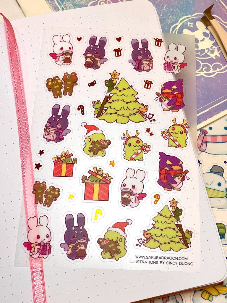 Sakuradragon Christmas Party Clear Sticker Sheet