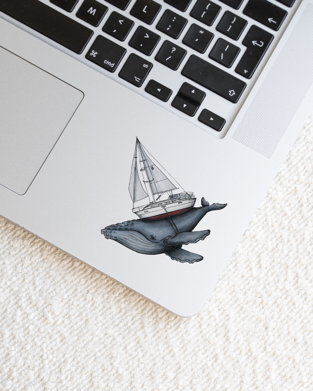 Vinyl Sticker Humpback Whale Sailboat