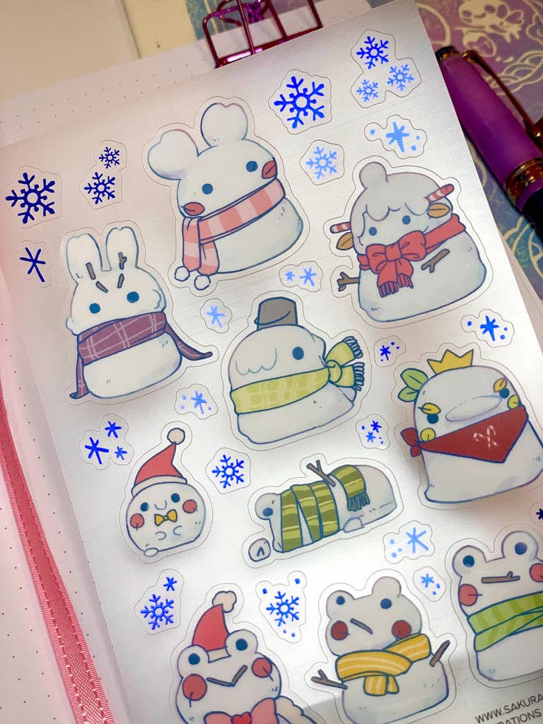Sakuradragon Snowy Friends Clear Sticker Sheet