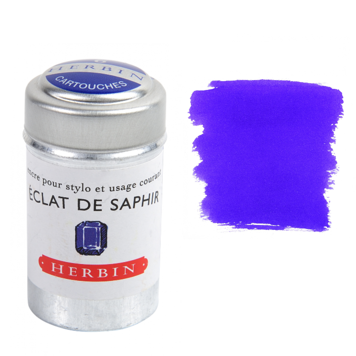 Herbin Fountain Pen Ink Cartridges - Tin of 6: Lie de The (Dark Tea)