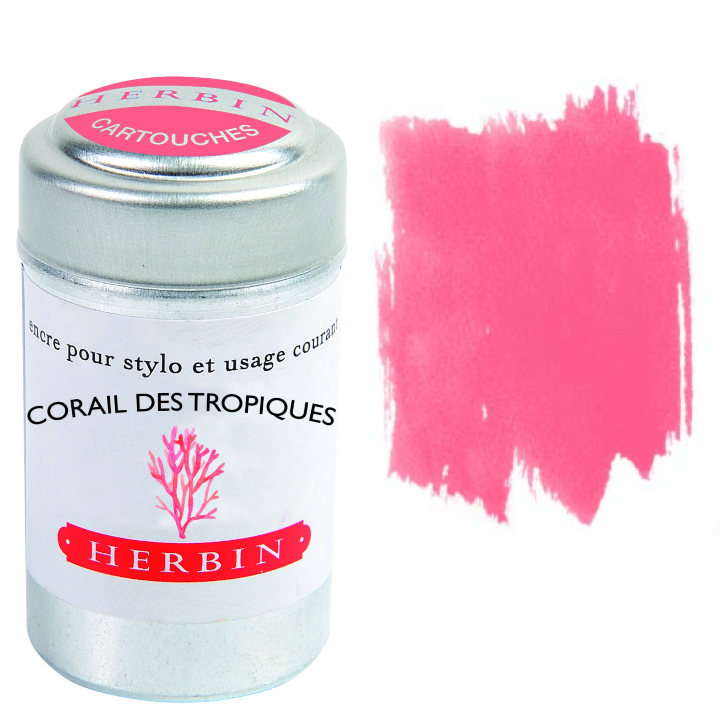 Herbin Fountain Pen Ink Cartridges - Tin of 6: Lie de The (Dark Tea)