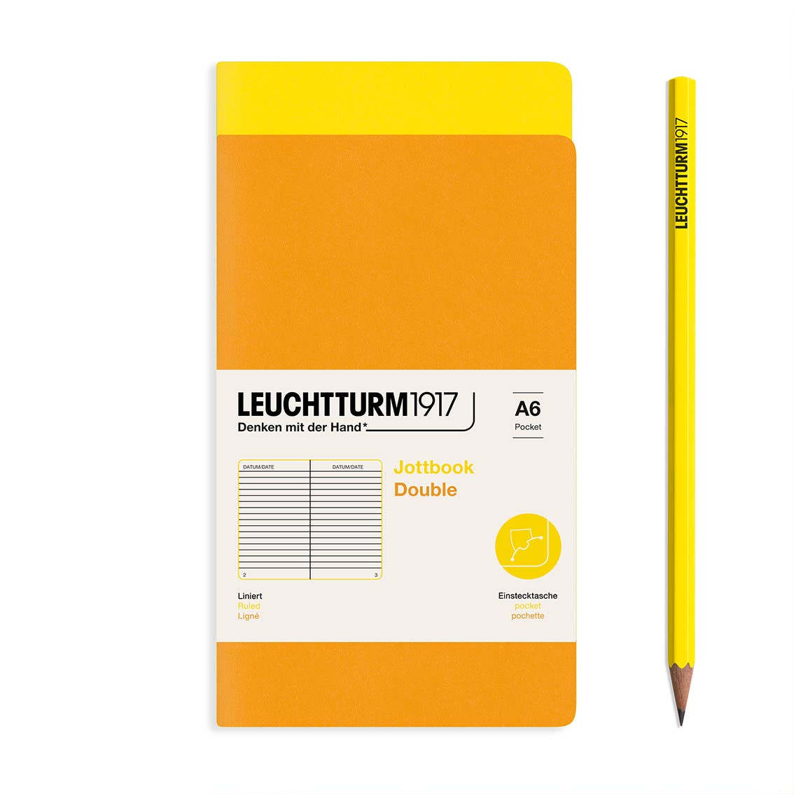 Leuchtturm Jottbook - Lightweight Notebook Alternatives - Packs of 2: Lemon & Rising Sun / Medium / Ruled