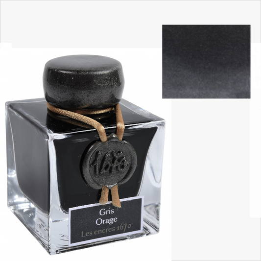 Herbin 1670 Ink with Gold Shimmer 50ml - 6 Colors: Stormy Grey