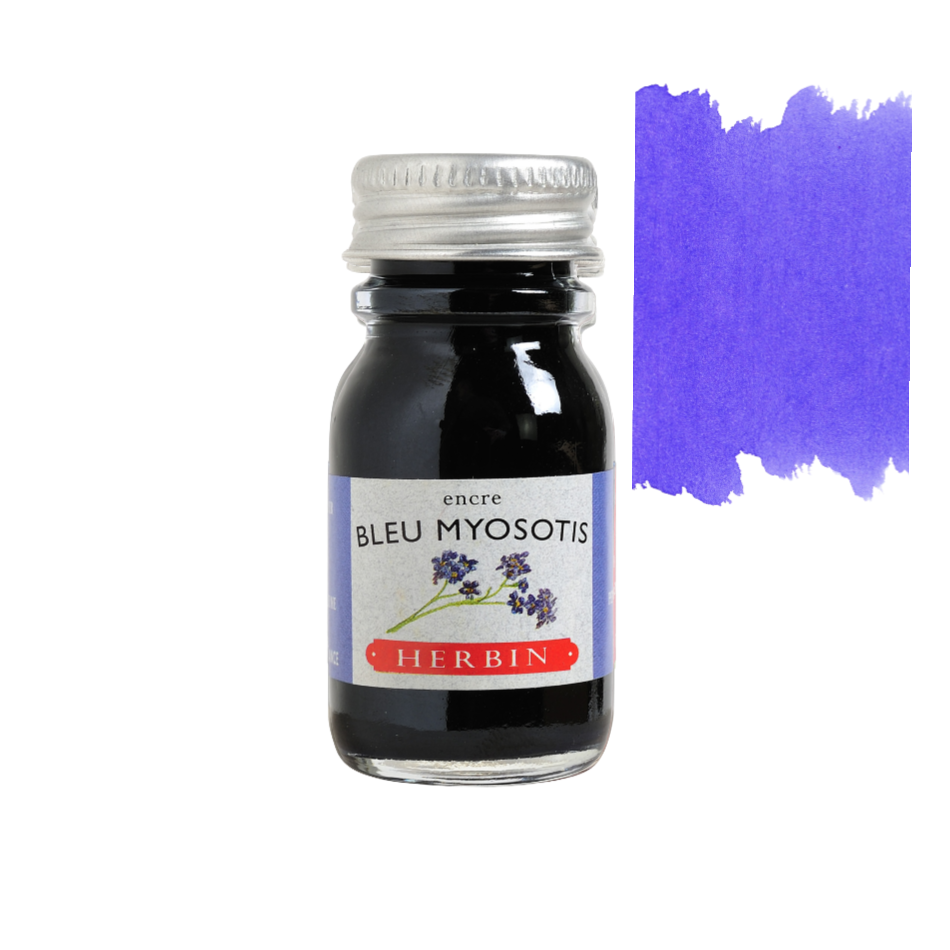 Herbin Fountain Pen Ink 10ml Bottle -35 Colors: Bleu des Profondeurs (Deep Sea Blue)