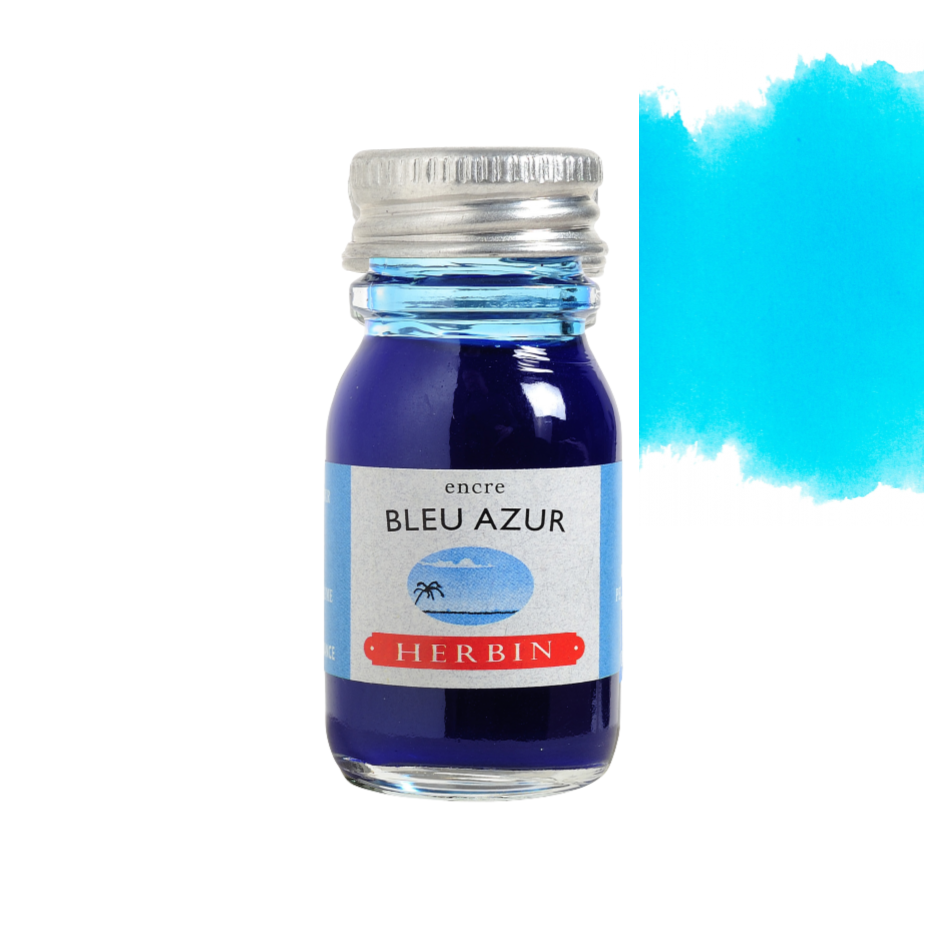 Herbin Fountain Pen Ink 10ml Bottle -35 Colors: Bleu des Profondeurs (Deep Sea Blue)