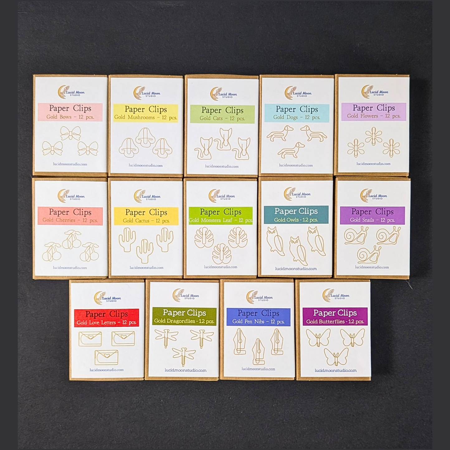 Gold Pen Nibs Boxed Paper Clips - Set of 12