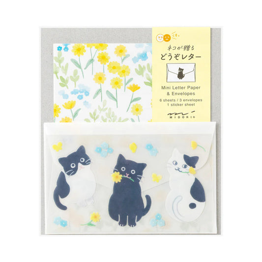 Mini Letter Paper and Envelopes with Stickers Cats