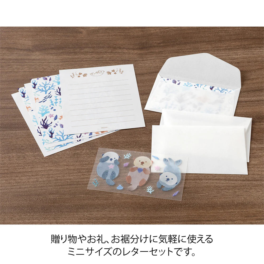Midori Mini Letter paper and Envelopes with Stickers Sea Otter