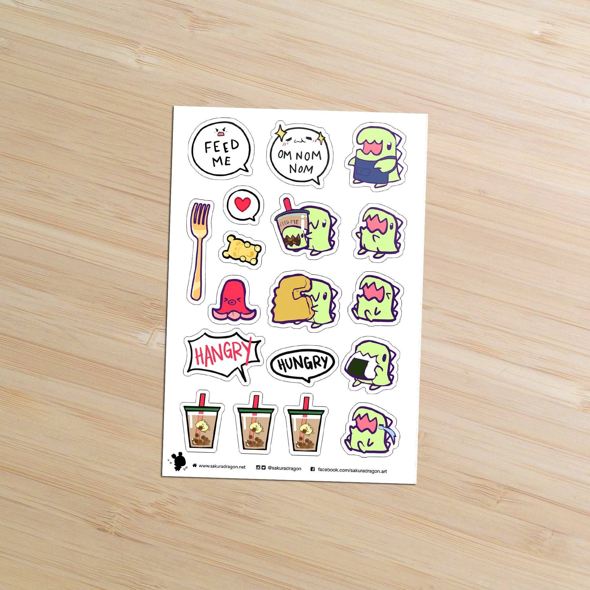 Feed Me Dino Cafe Clear Stickers – Seaside Pen Shop