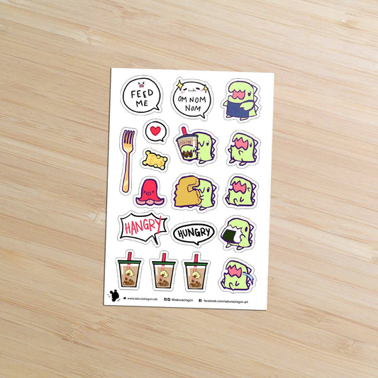 Feed Me Dino Cafe Clear Stickers