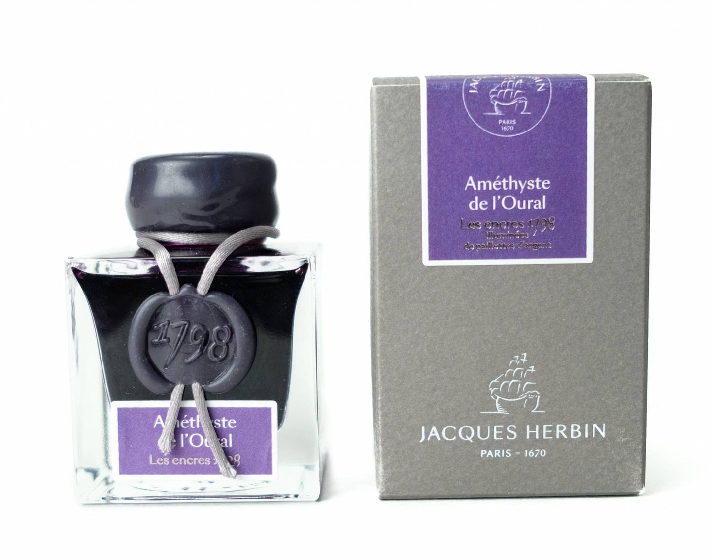 Herbin 1798 Ink with Silver Shimmer 50ml - 3 Colors: Amethyste de L'Oural