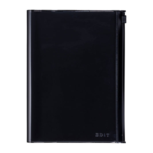 EDiT B6 Grid Notebook with PVC Cover & Zipper Pocket: Midnight Black