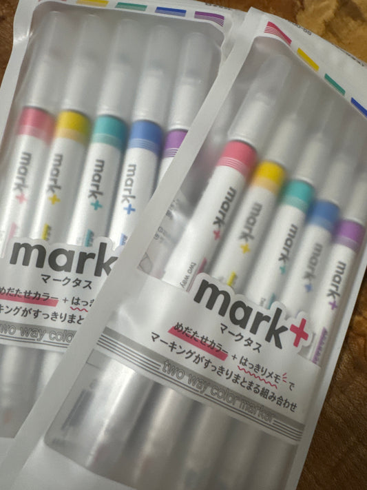 Kokuyo Mark+Two Way Markers 5 Color Set