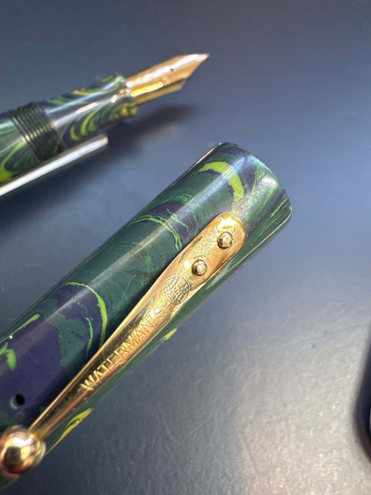Waterman Ideal 94 Blue Green Ripple Fountain Pen ca.1928