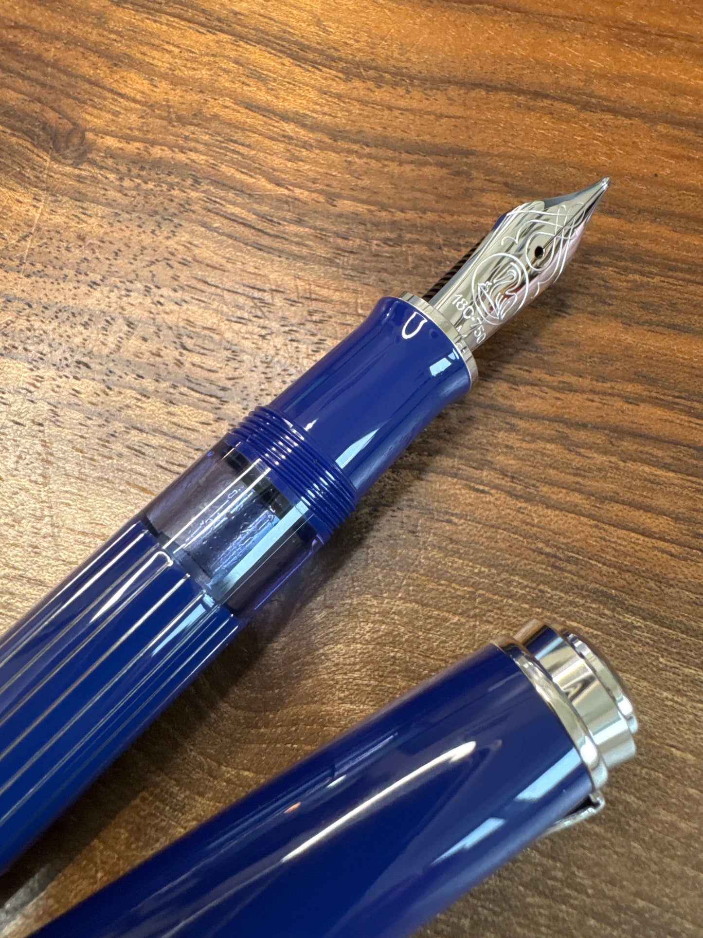 Pelikan Souveran M815 Metal Striped Blue Special Edition Fountain Pen Medium Nib