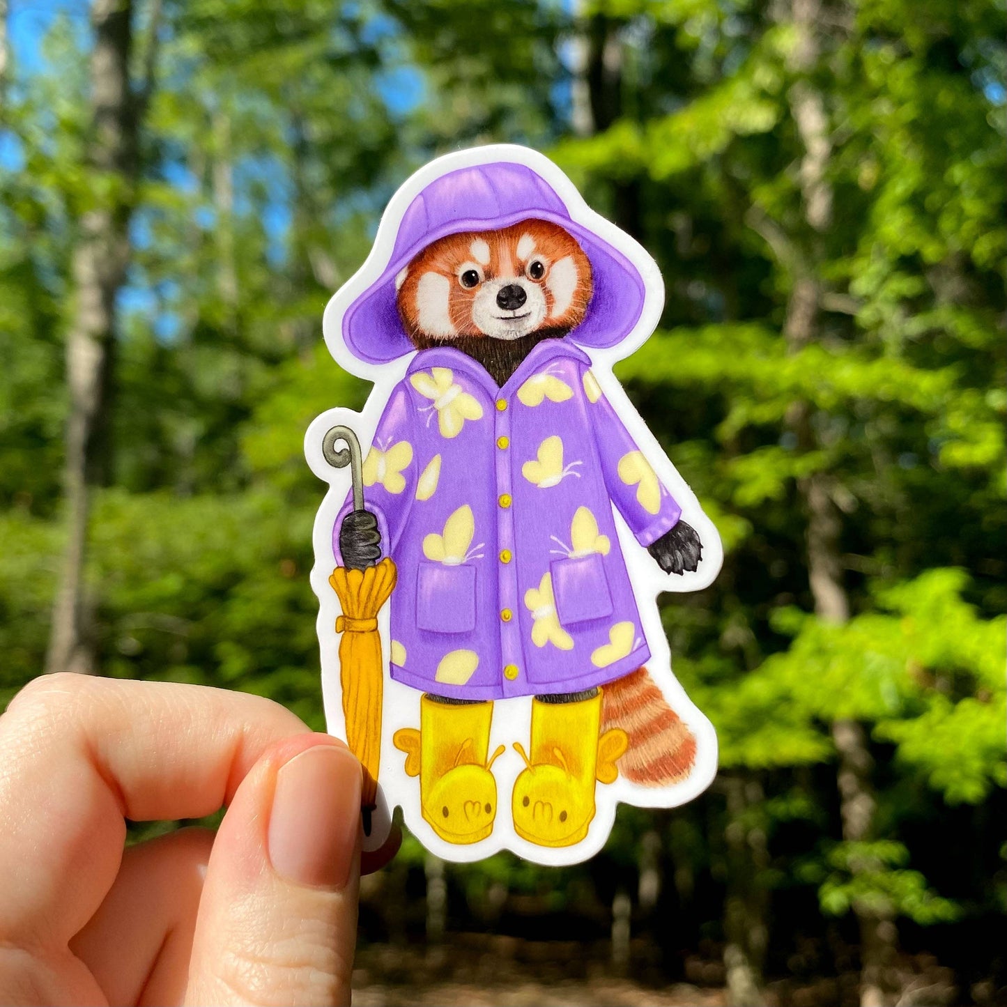 Raincoat Red Panda Weatherproof Vinyl Sticker