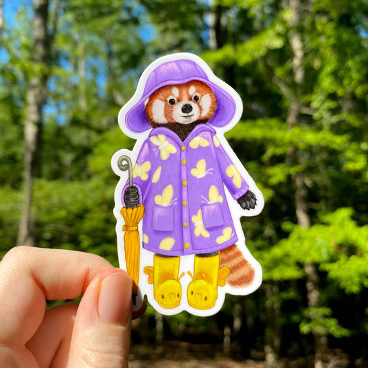 Raincoat Red Panda Weatherproof Vinyl Sticker