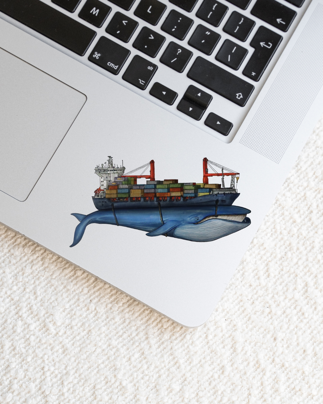 Vinyl Sticker Blue Whale Cargo Ship 
