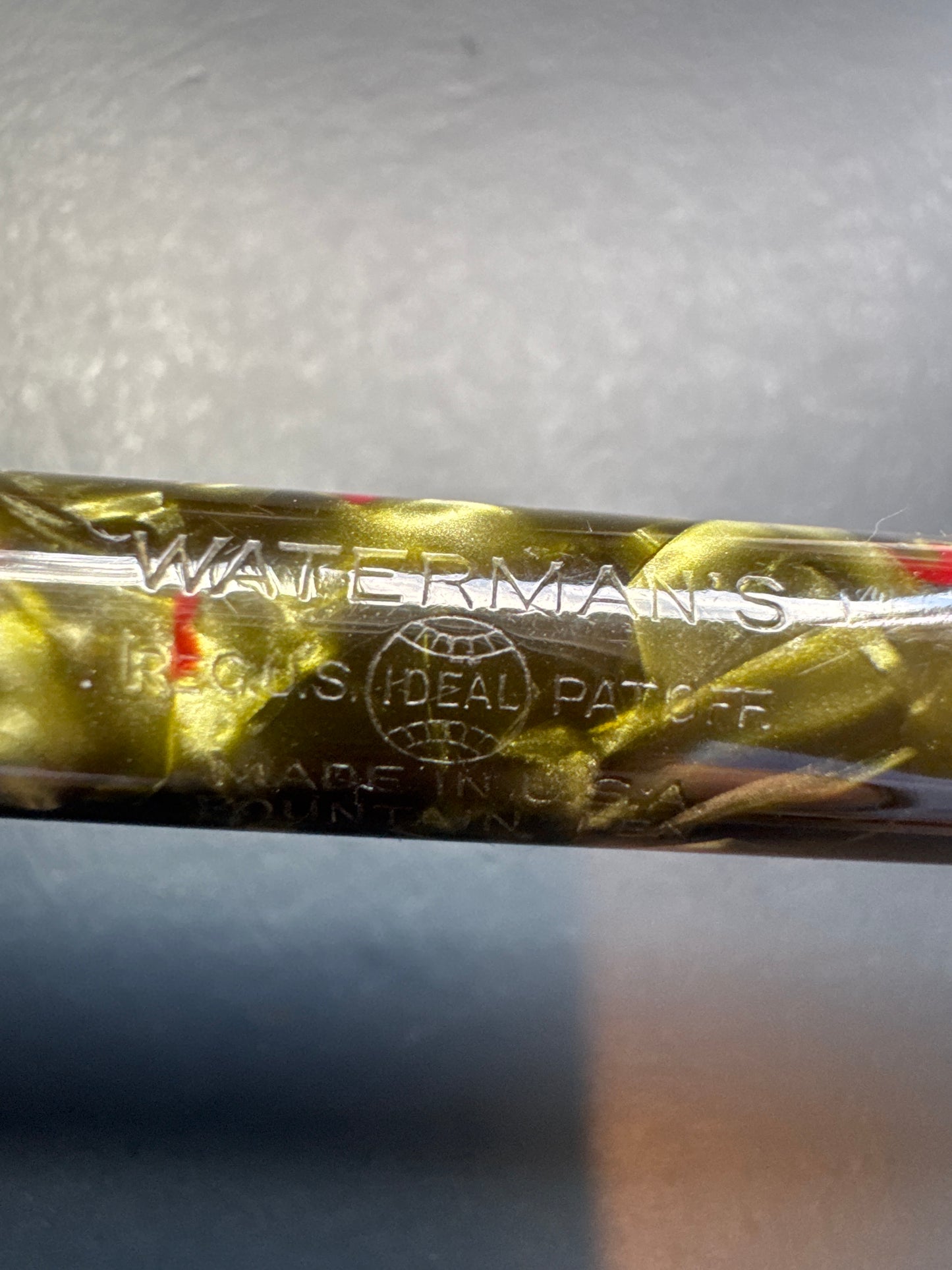 Waterman's #3 Fountain Pen Green/Red Marble