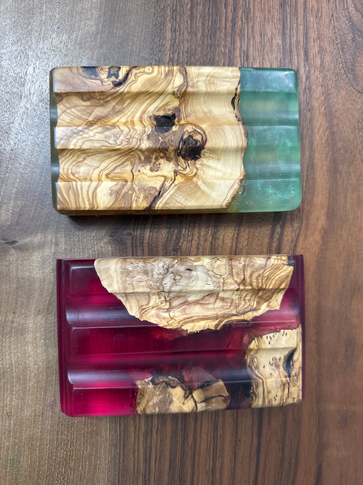 Two pen display wood and epoxy