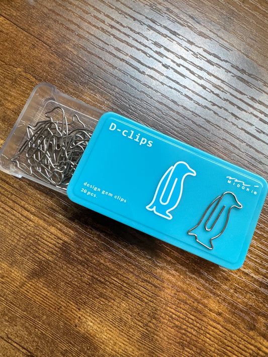 Midori D-clips Paper Clips- Penguin (20pcs)