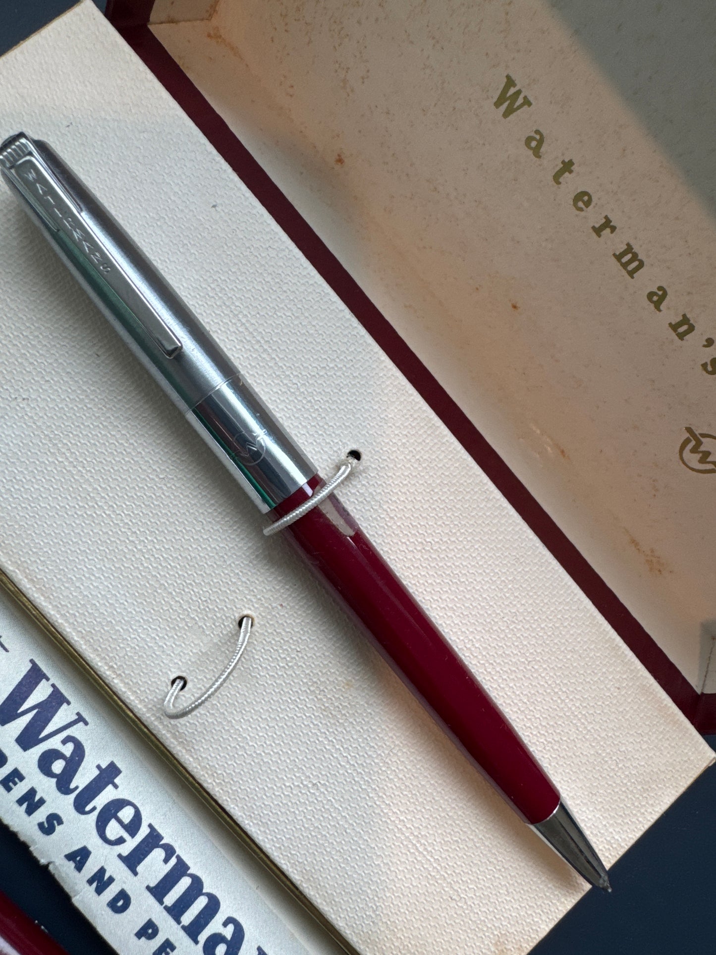 Waterman 376 Fountain Pen and P376 pencil set Red and Chrome(1950s)NOS