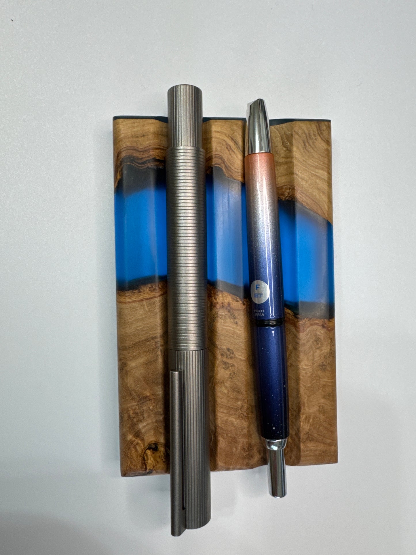 Two pen display wood and epoxy