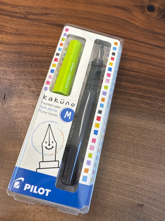 Pilot Kakuno Grey and Lime Fountain Pen Medium Nib