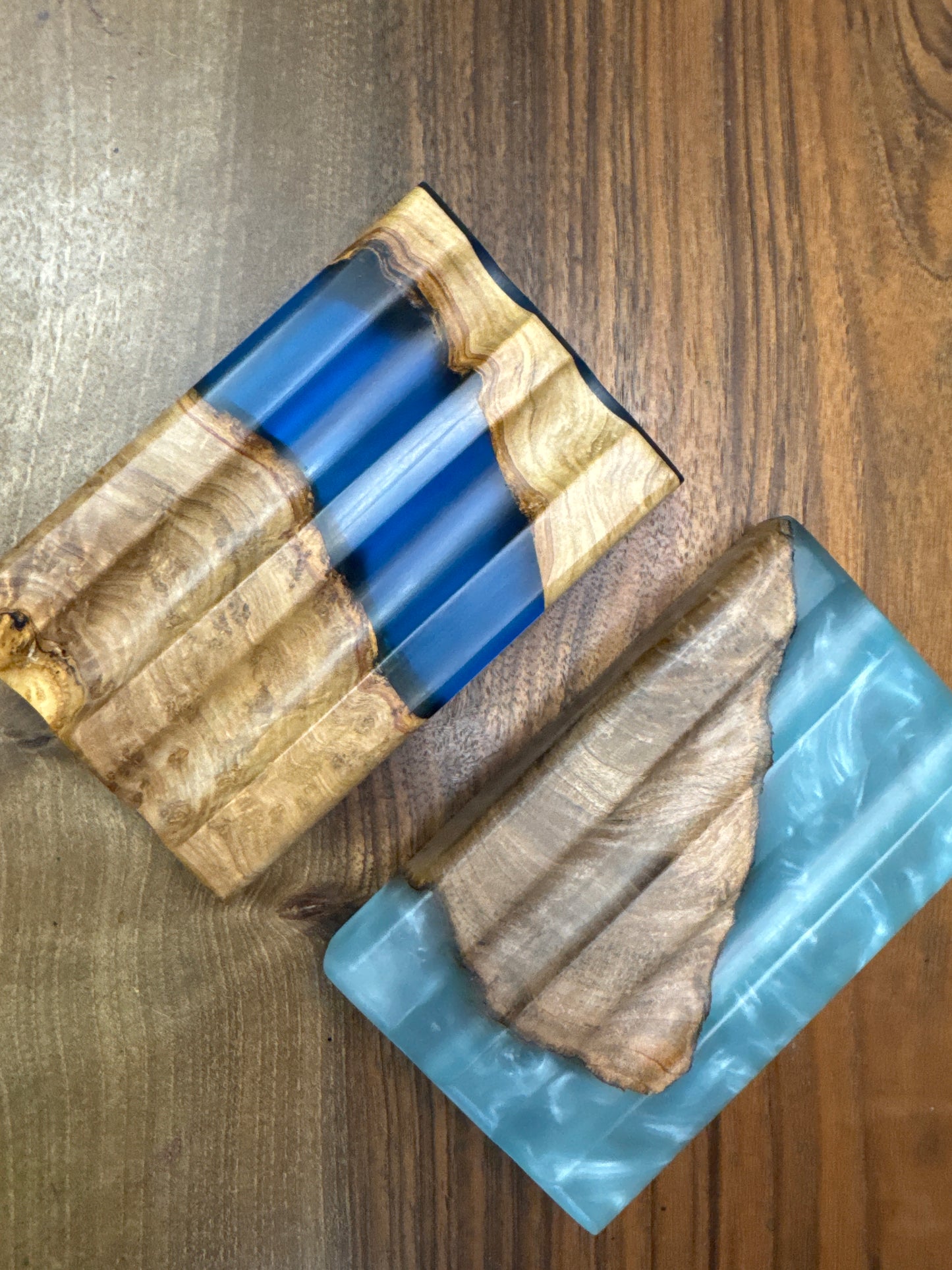 Two pen display wood and epoxy