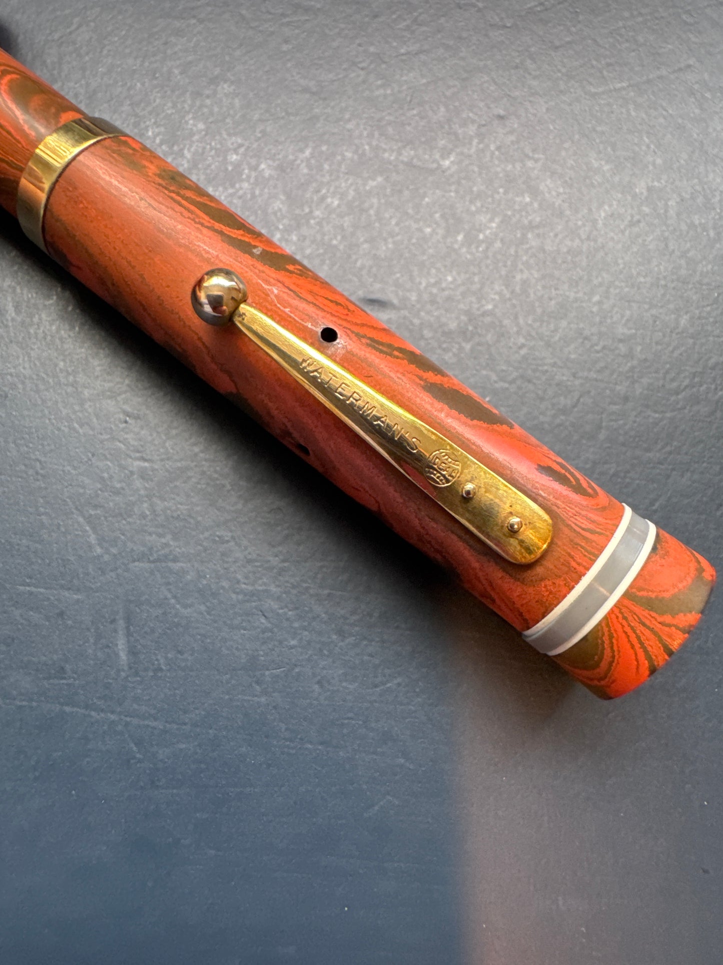 Waterman's #5 Red Ripple GREY nib Fountain Pen