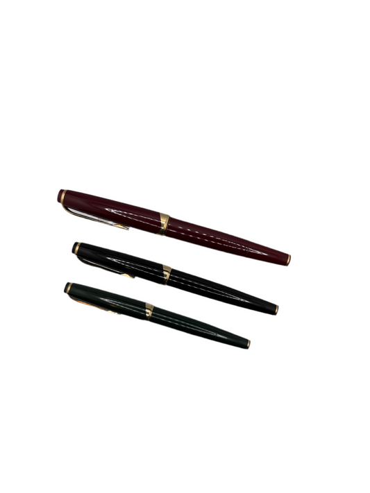 Montblanc 1960s No 12 set of three fountain pens. Burgundy, Green and Black