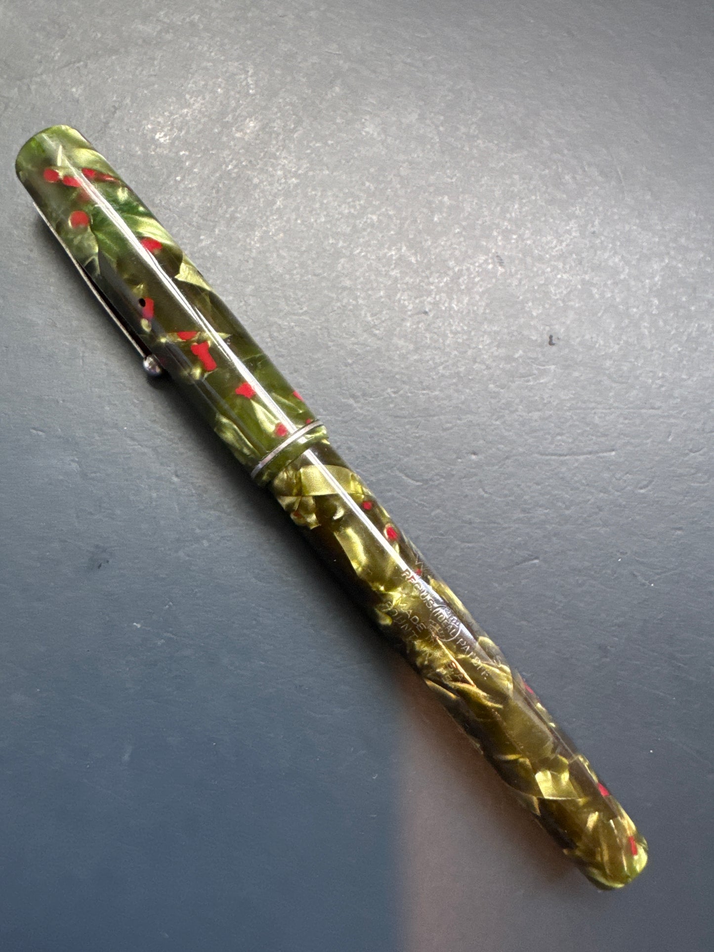 Waterman's #3 Fountain Pen Green/Red Marble