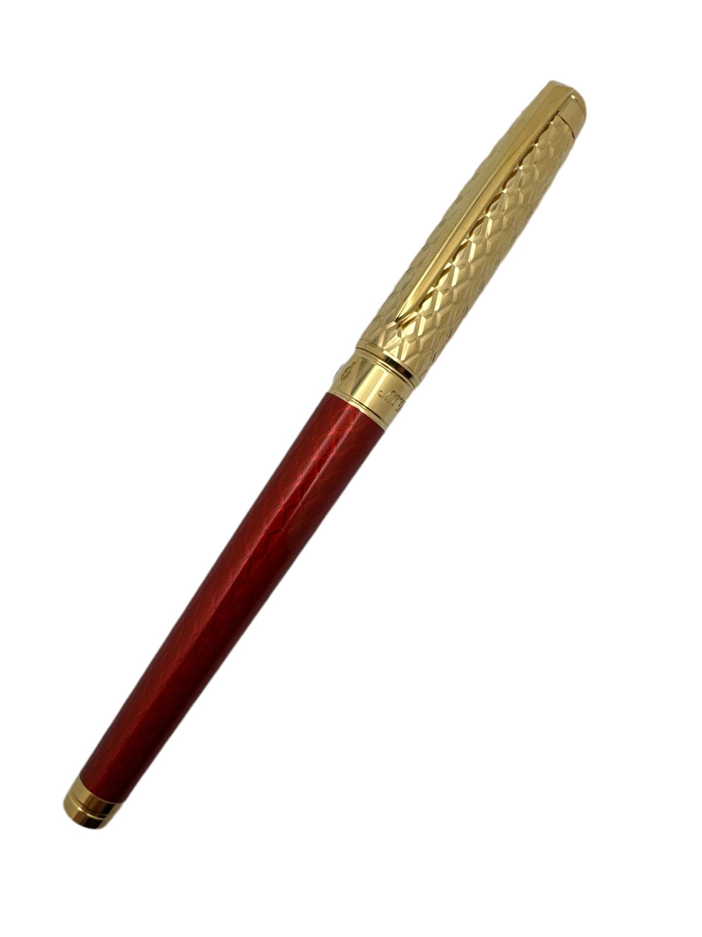 S.T. Dupont Line D Eternity Dragon Scale Guilloche Burgundy & Gold Fountain Pen,