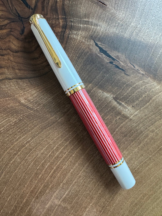 Pelikan M600 Red White Special Edition Fine Nib Fountain Pen