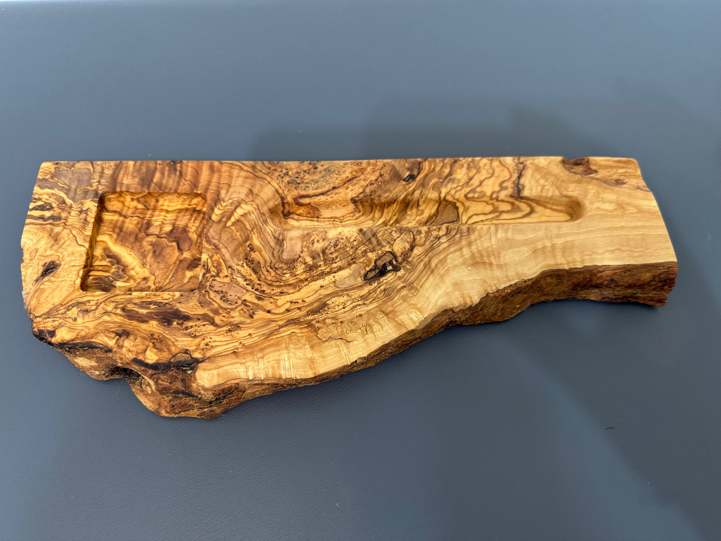 Olive wood pen and ink tray