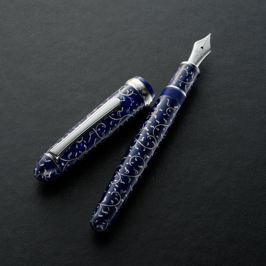 Platinum 3776 Celluloid Karakusa Blue with Broad Nib