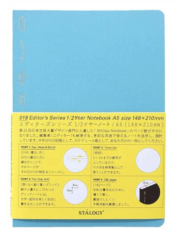 Stalogy Editors Series 1/2 Year Notebook A5 Blue