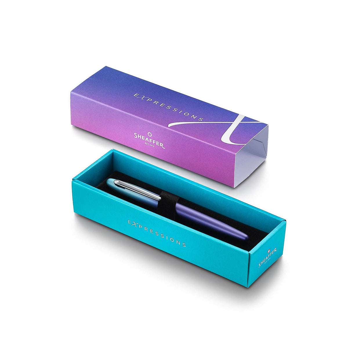 Sheaffer VFM 9430 Expressions Blue and Purple Pearlised Gradient Fountain Pen with Chrome-Plated Trims: F
