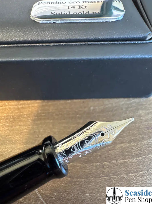Aurora 88 Big Black/Chrome trim Fountain Pen Broad Nib Piston Filler Fountain Pens
