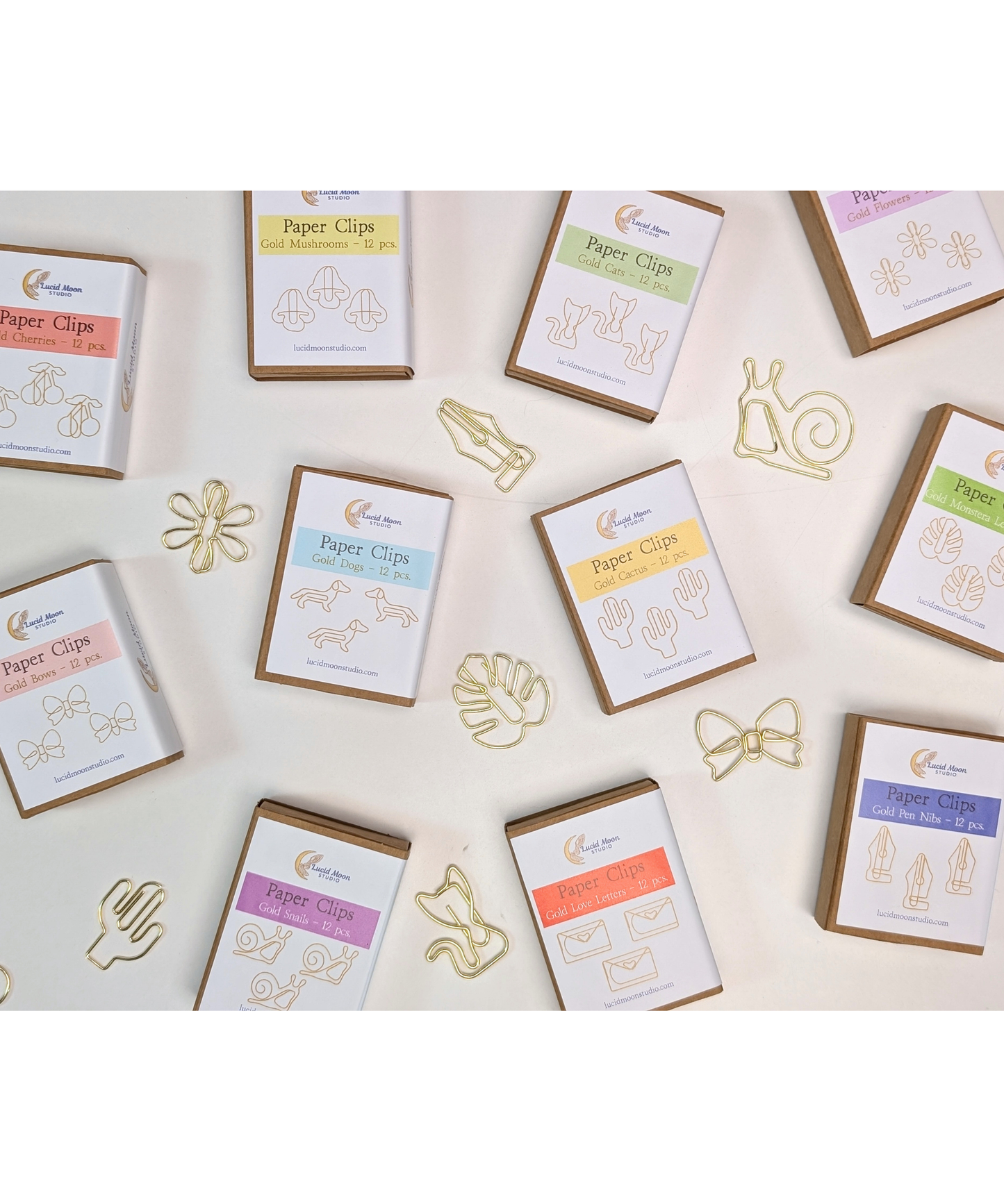 Gold Pen Nibs Boxed Paper Clips - Set of 12