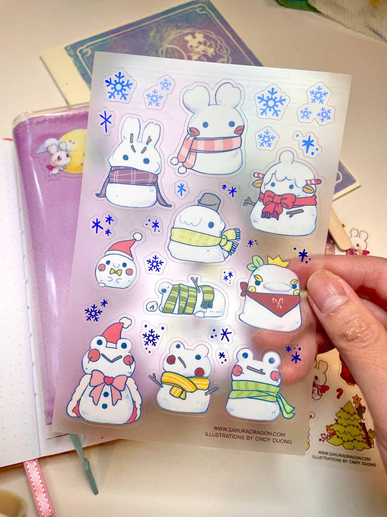 Sakuradragon Snowy Friends Clear Sticker Sheet