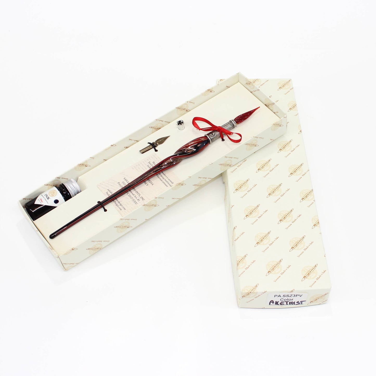Murano Twisted Glass Pen, Classic Writing Instrument: AMETHYST