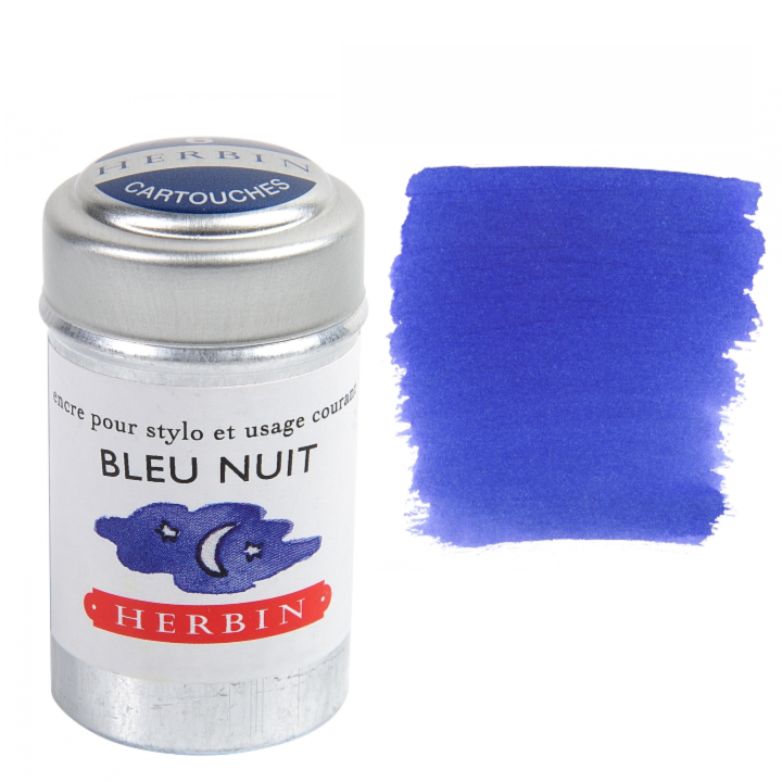 Herbin Fountain Pen Ink Cartridges - Tin of 6: Lie de The (Dark Tea)