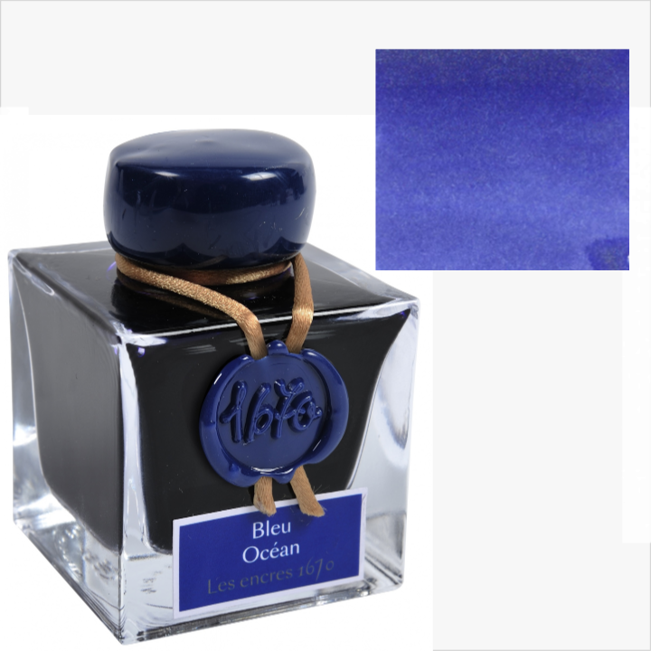 Herbin 1670 Ink with Gold Shimmer 50ml - 6 Colors: Bleu Ocean